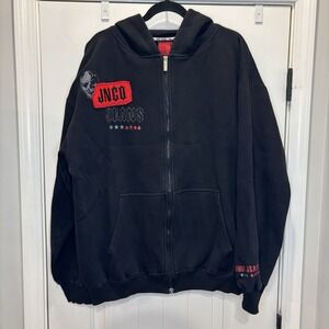 Vintage Y2K JNCO JEANS Full Zip Hoodie Jacket Men's Size XL Front & Back Skull